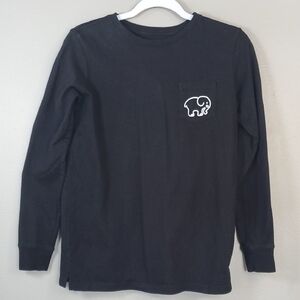 Womens Ivory Ella Long Sleeve, Black Tshirt W/ Elephant Logo. Size XSmall